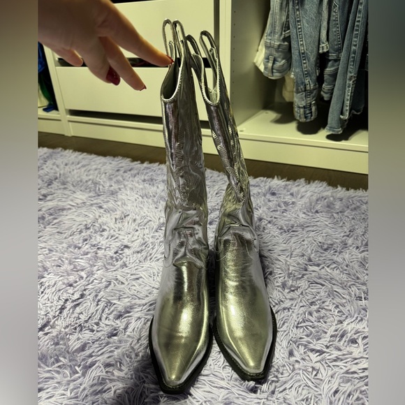METALLIC SILVER WOMEN'S cowboy boots - Picture 2 of 9